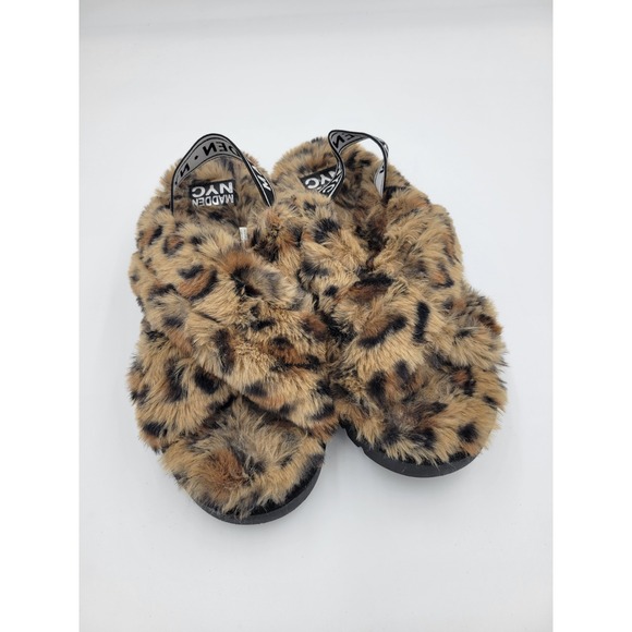 Madden Nyc Shoes - Madden NYC‎ Fuzzy Leopard Slippers Women SZ 8 Brand New Condition